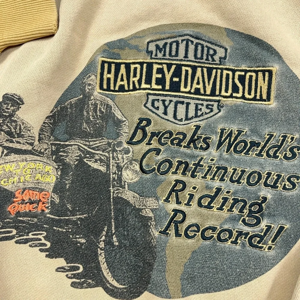 Vintage Harley Davidson Sweatshirt Men XL Brown Crewneck Spellout 90s Y2K - Picture 7 of 13